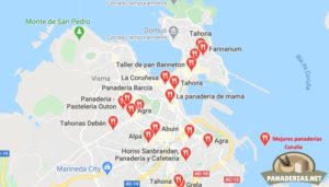 Mapa mejores panaderías en Coruña