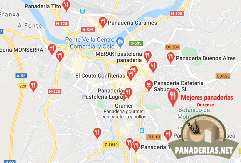 Mapa mejores panaderías en Orense