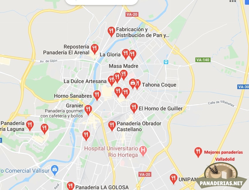 Mapa mejores panaderías en Valladolid